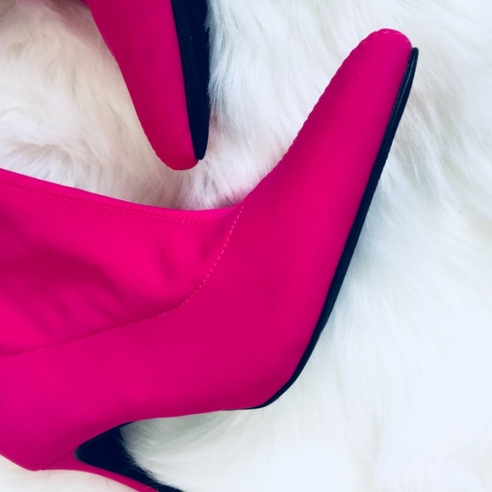 NEW Hot Pink Stretchy Material Spandex High Heels - Picture 6 of 6